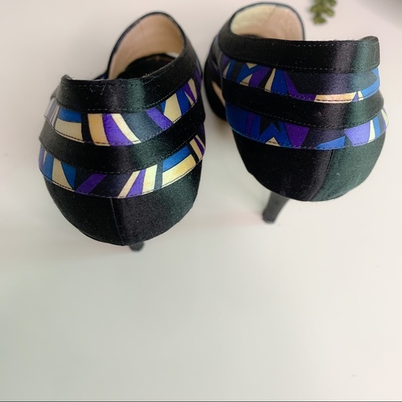 Vintage Emilio Pucci Abstract classic print Open Toe High Heel Stiletto heels 7 - Picture 10 of 14